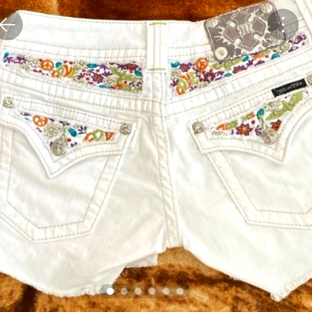 Embroidered White Jean Shorts for Women
